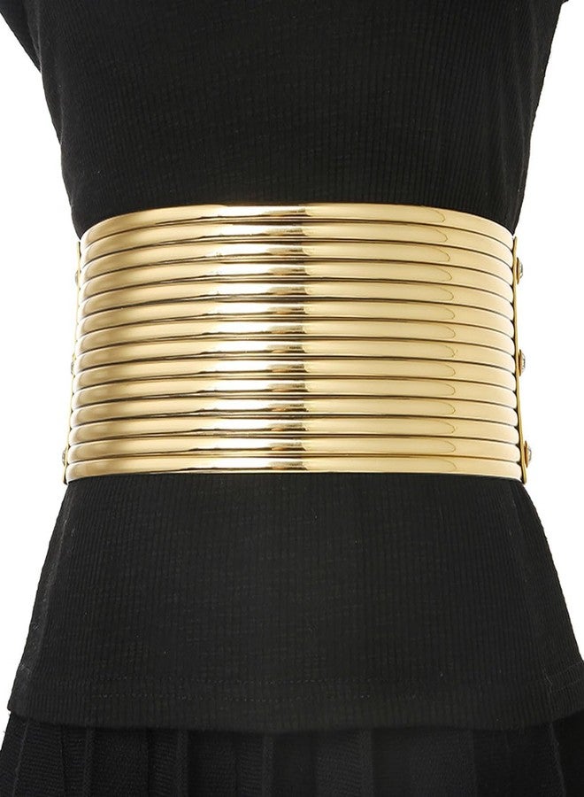 ANNULOYA Plus Size Women Bling Wide Belt for Dress Vintage Rhinestones Elastic Sparkle Waistband Ladies Cummerbands (Gold, Waist 36-44 Inch) - Image 1
